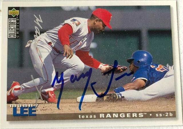 Manny Lee Signed 1995 Collector's Choice Silver Signature Baseball Card - Texas Rangers - PastPros