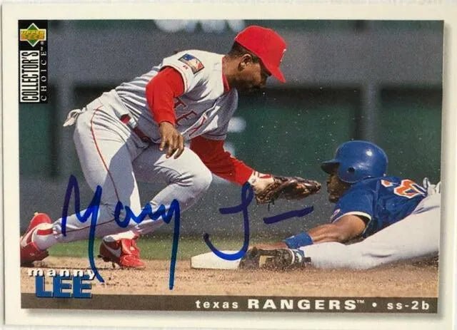 Manny Lee Signed 1995 Collector's Choice Baseball Card - Texas Rangers
