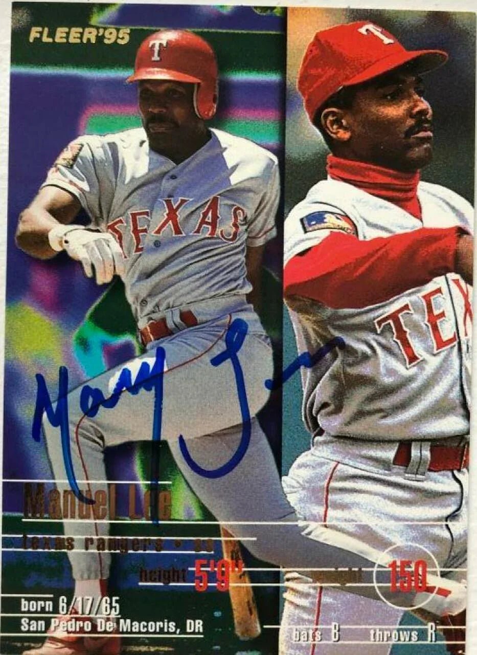 Manny Lee Signed 1995 Fleer Baseball Card - Texas Rangers