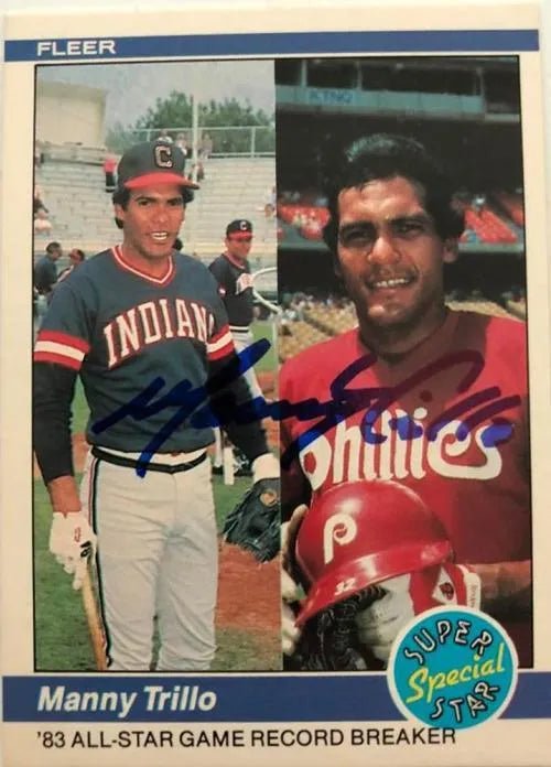 Manny Trillo Signed 1984 Fleer Baseball Card - Philadelphia Phillies / Cleveland Indians