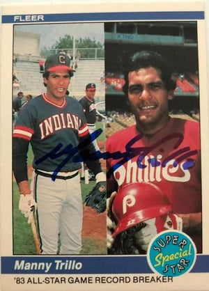 Manny Trillo Signed 1984 Fleer Baseball Card - Philadelphia Phillies / Cleveland Indians