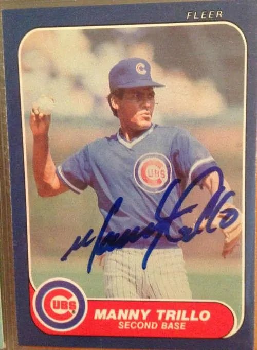 Manny Trillo Signed 1986 Fleer Baseball Card - Chicago Cubs