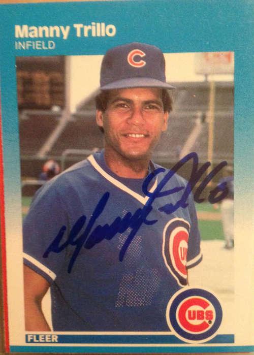 Manny Trillo Signed 1987 Fleer Baseball Card - Chicago Cubs - PastPros