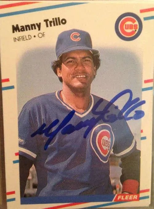 Manny Trillo Signed 1988 Fleer Baseball Card - Chicago Cubs