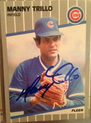 Manny Trillo Signed 1989 Fleer Baseball Card - Chicago Cubs