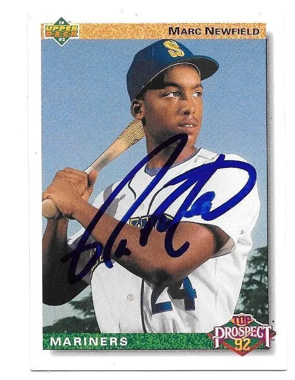 Marc Newfield Signed 1992 Upper Deck Baseball Card -  Seattle Mariners