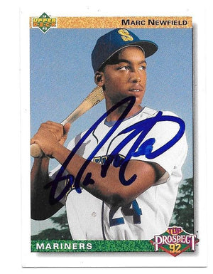 Marc Newfield Signed 1992 Upper Deck Baseball Card -  Seattle Mariners - PastPros