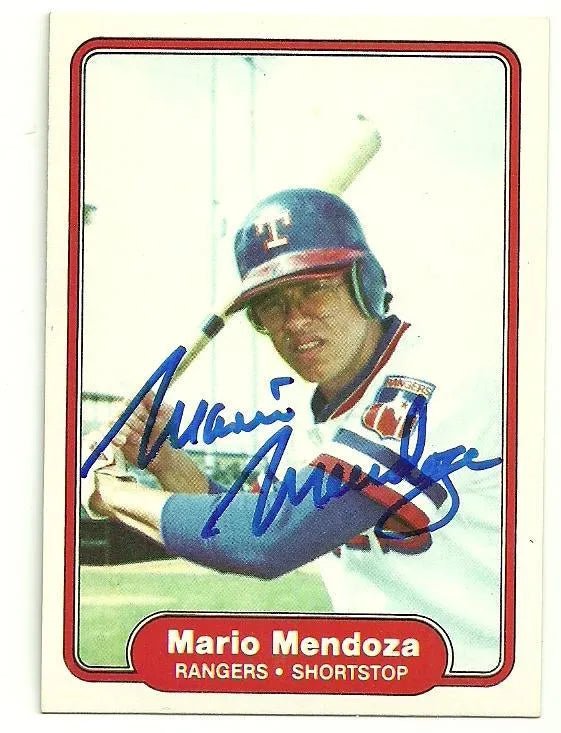 Mario Mendoza Signed 1982 Fleer Baseball Card - Texas Rangers