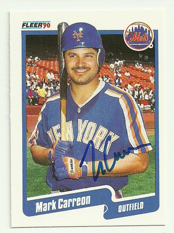 Mark Carreon Signed 1990 Fleer Baseball Card - NY Mets - PastPros