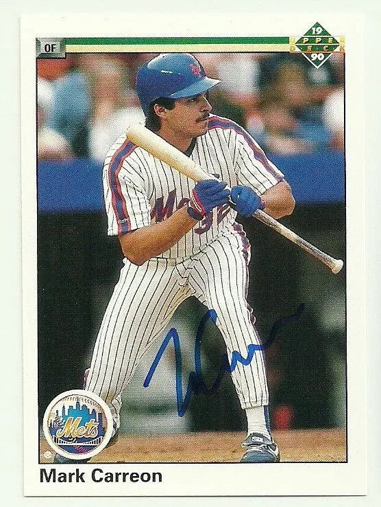 Mark Carreon Signed 1990 Upper Deck Baseball Card - NY Mets
