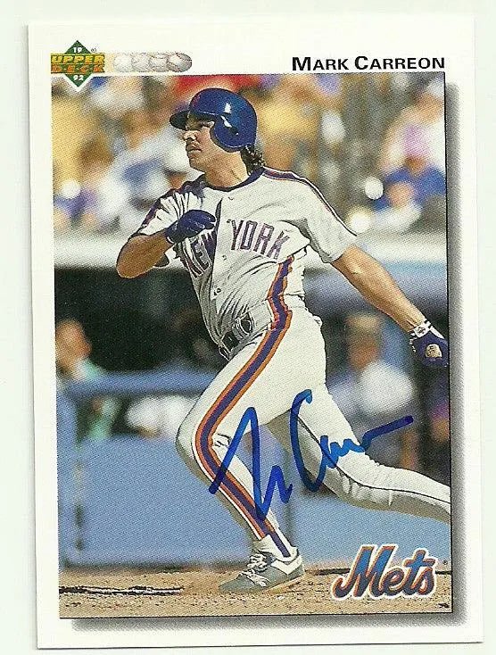 Mark Carreon Signed 1992 Upper Deck Baseball Card - NY Mets