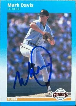 Mark Davis Signed 1987 Fleer Baseball Card - San Francisco Giants