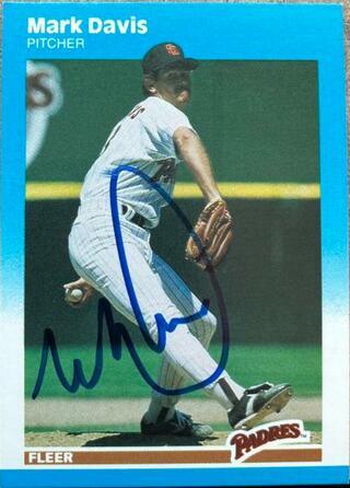 Mark Davis Signed 1987 Fleer Update Baseball Card - San Diego Padres - PastPros