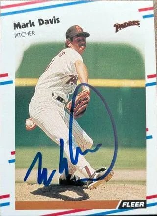Mark Davis Signed 1988 Fleer Baseball Card - San Diego Padres