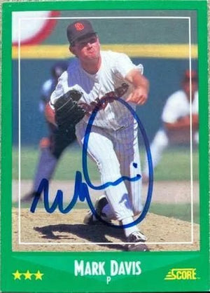 Mark Davis Signed 1988 Score Baseball Card - San Diego Padres