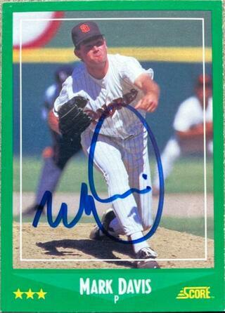 Mark Davis Signed 1988 Score Baseball Card - San Diego Padres - PastPros