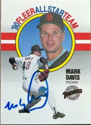 Mark Davis Signed 1990 Fleer All-Star Baseball Card - San Diego Padres