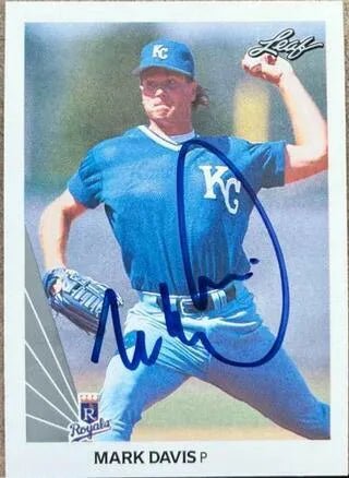 Mark Davis Signed 1990 Leaf Baseball Card - Kansas City Royals