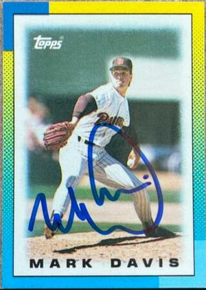 Mark Davis Signed 1990 Topps Major League Leaders Mini Baseball Card - San Diego Padres - PastPros