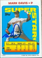 Mark Davis Signed 1990 Topps Stickers Baseball Card - San Diego Padres