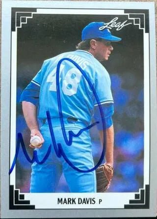 Mark Davis Signed 1991 Leaf Baseball Card - Kansas City Royals