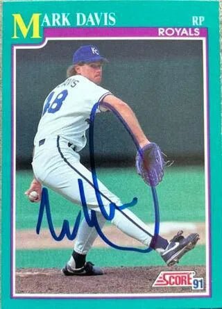 Mark Davis Signed 1991 Score Baseball Card - Kansas City Royals