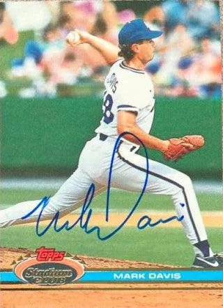 Mark Davis Signed 1991 Stadium Club Baseball Card - Kansas City Royals