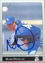 Mark Davis Signed 1992 Leaf Baseball Card - Kansas City Royals