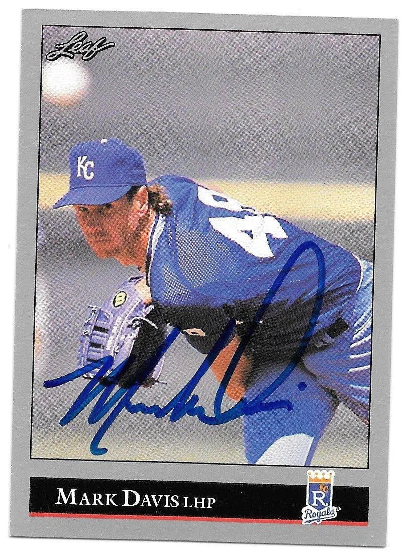 Mark Davis Signed 1992 Leaf Baseball Card - Kansas City Royals