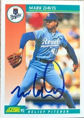 Mark Davis Signed 1992 Score Baseball Card - Kansas City Royals