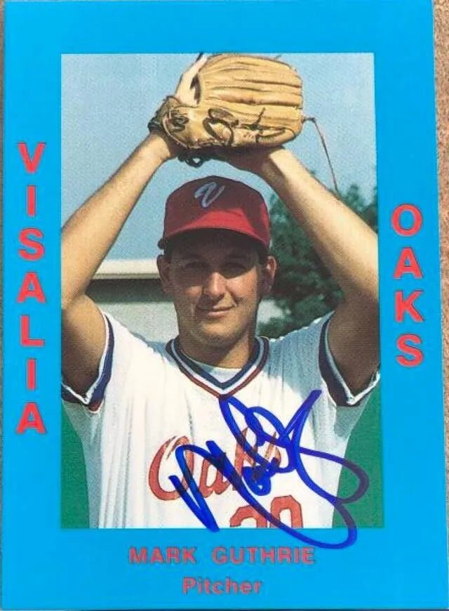 Mark Guthrie Signed 1988 Cal League Baseball Card - Visalia Oaks