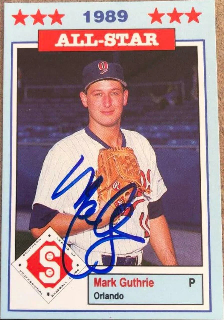 Mark Guthrie Signed 1989 Jennings Southern League All-Stars Baseball Card