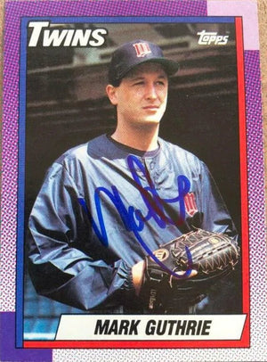 Mark Guthrie Signed 1990 Topps Baseball Card - Minnesota Twins