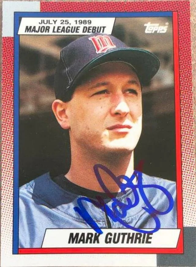 Mark Guthrie Signed 1990 Topps MLB Debut Baseball Card - Minnesota Twins