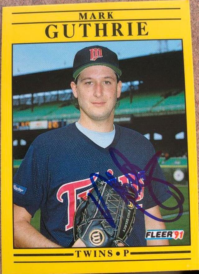 Mark Guthrie Signed 1991 Fleer Baseball Card - Minnesota Twins - PastPros