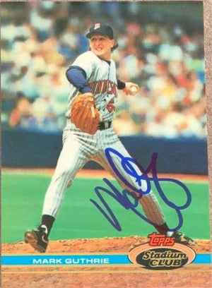 Mark Guthrie Signed 1991 Topps Stadium Club Baseball Card - Minnesota Twins