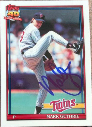 Mark Guthrie Signed 1991 Topps Tiffany Baseball Card - Minnesota Twins - PastPros