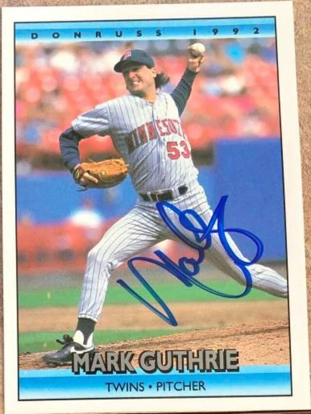 Mark Guthrie Signed 1992 Donruss Baseball Card - Minnesota Twins