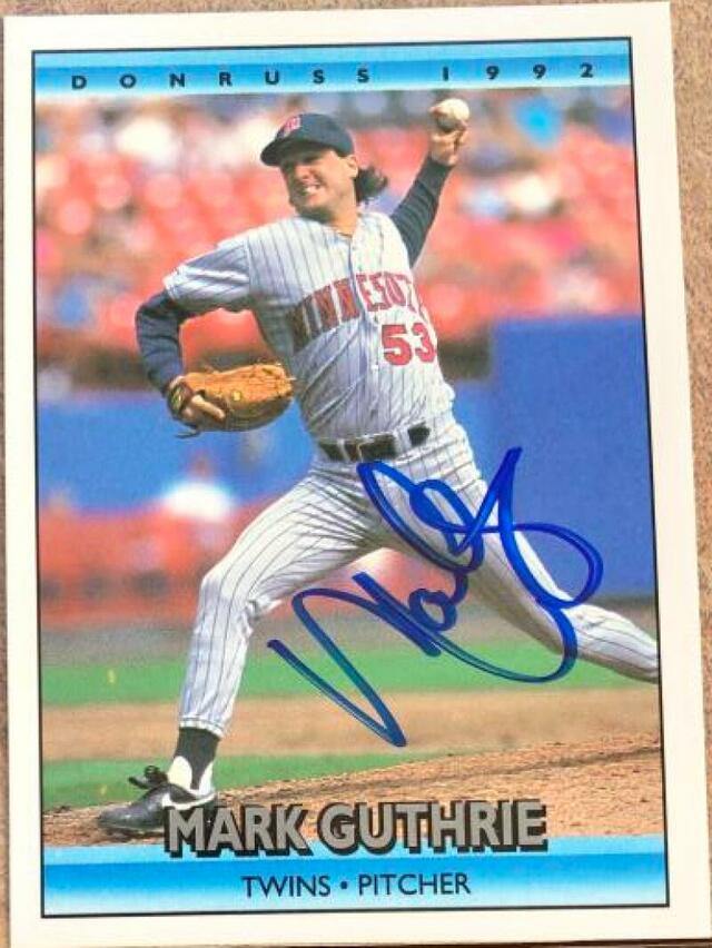Mark Guthrie Signed 1992 Donruss Baseball Card - Minnesota Twins - PastPros