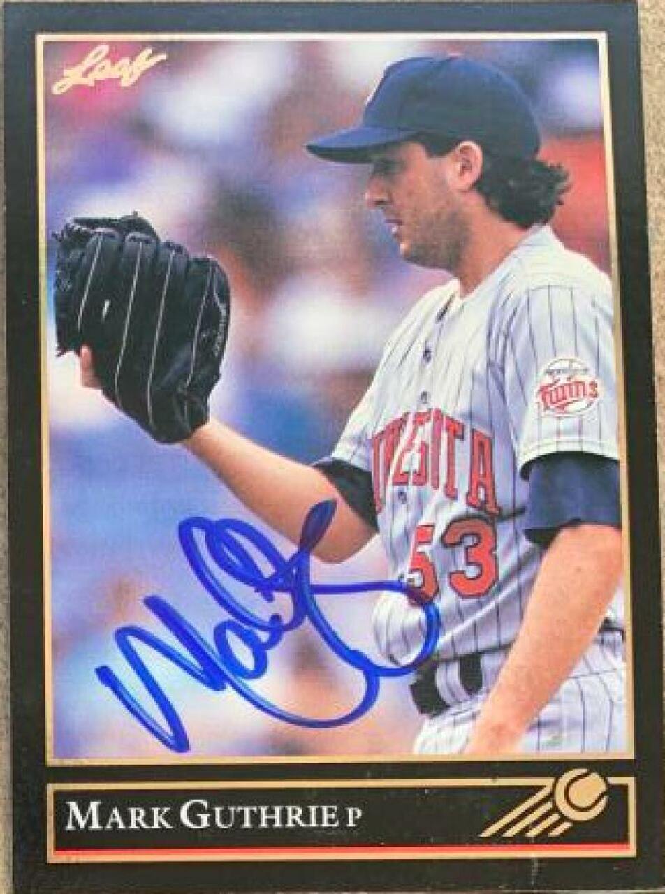 Mark Guthrie Signed 1992 Leaf Black Gold Baseball Card - Minnesota Twins - PastPros