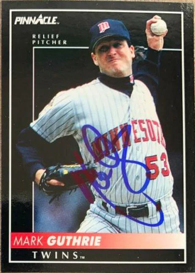 Mark Guthrie Signed 1992 Pinnacle Baseball Card - Minnesota Twins