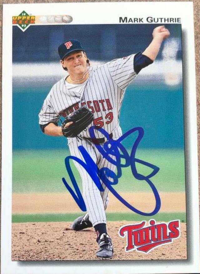 Mark Guthrie Signed 1992 Upper Deck Baseball Card - Minnesota Twins - PastPros
