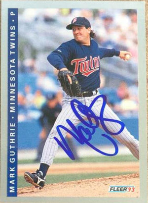 Mark Guthrie Signed 1993 Fleer Baseball Card - Minnesota Twins - PastPros