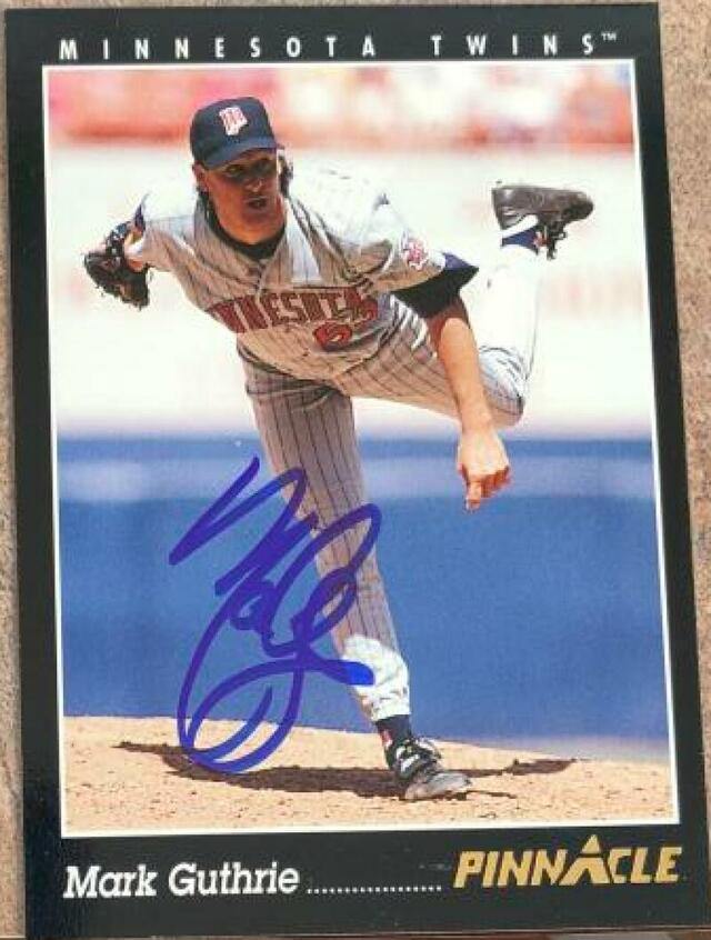 Mark Guthrie Signed 1993 Pinnacle Baseball Card - Minnesota Twins - PastPros