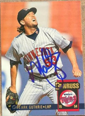 Mark Guthrie Signed 1994 Donruss Baseball Card - Minnesota Twins