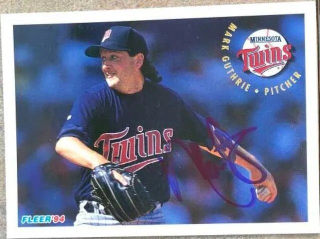 Mark Guthrie Signed 1994 Fleer Baseball Card - Minnesota Twins