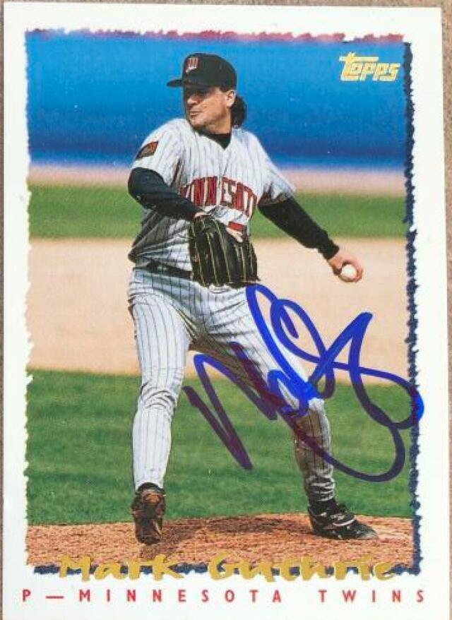 Mark Guthrie Signed 1995 Topps Baseball Card - Minnesota Twins - PastPros