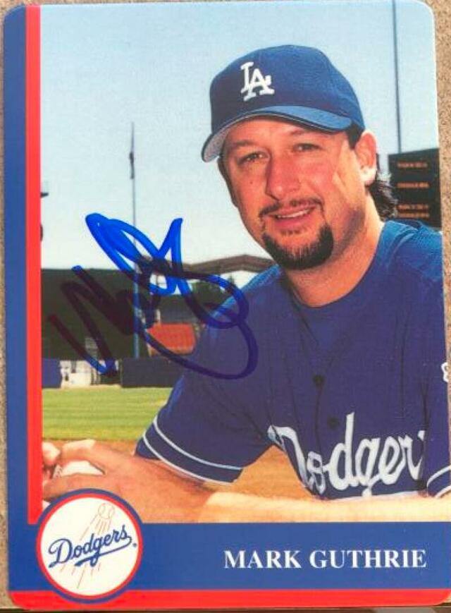 Mark Guthrie Signed 1998 Mother's Cookies Baseball Card - Los Angeles Dodgers - PastPros