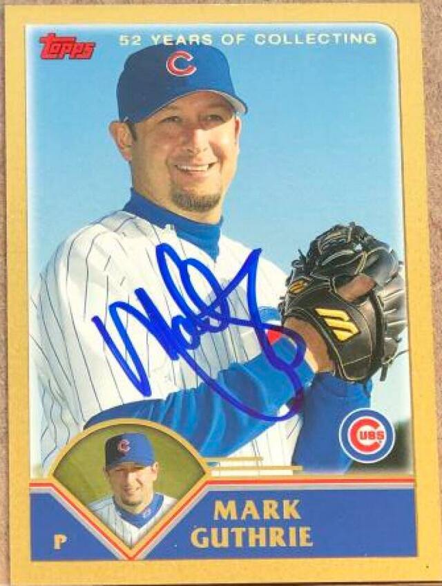 Mark Guthrie Signed 2003 Topps Gold Traded & Rookies Baseball Card - Chicago Cubs - PastPros