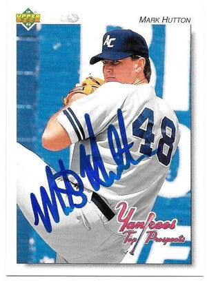 Mark Hutton Signed 1992 Upper Deck Minors Baseball Card - New York Yankees